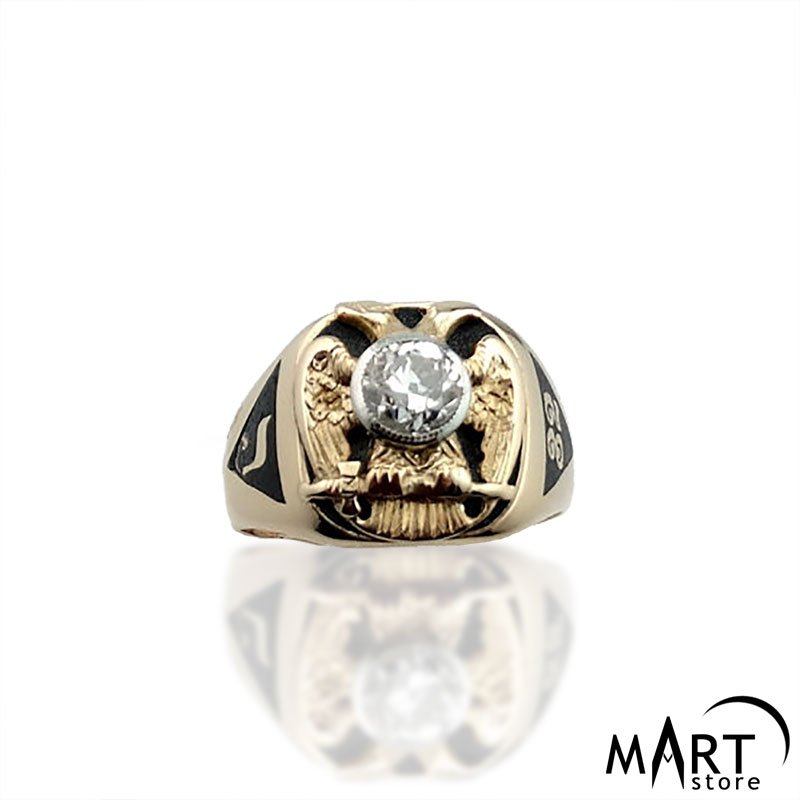 Masonic Diamond Ring Scottish Rite Masonic ring 32nd degree Silver